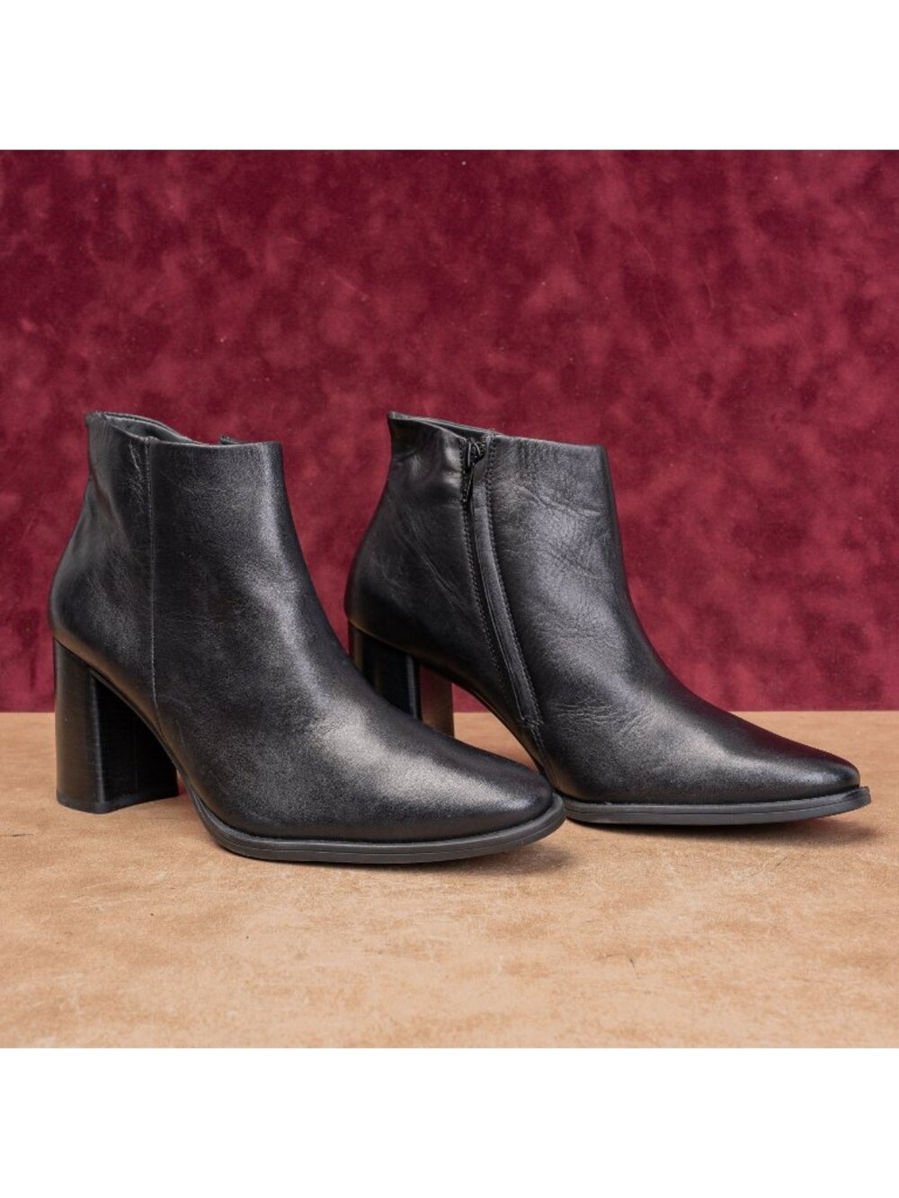 Paul Green Women Winn Black Leather Fashion Party Heel Boots sz 8US AUS 5.5
